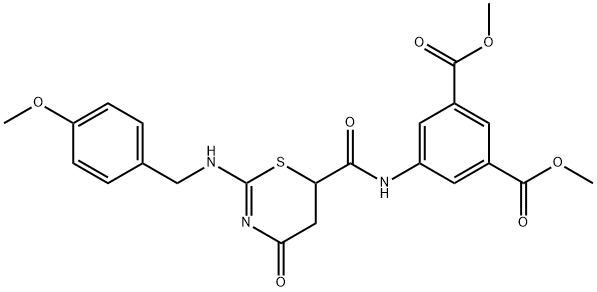 dimethyl 5-[({2-[(4-methoxybenzyl)amino]-4-oxo-5,6-dihydro-4H-1,3-thiazin-6-yl}carbonyl)amino]isophthalate Struktur