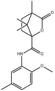 N-(2-methoxy-5-methylphenyl)-4,7,7-trimethyl-3-oxo-2-oxabicyclo[2.2.1]heptane-1-carboxamide Struktur