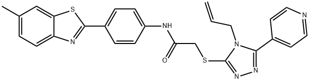 2-{[4-allyl-5-(4-pyridinyl)-4H-1,2,4-triazol-3-yl]sulfanyl}-N-[4-(6-methyl-1,3-benzothiazol-2-yl)phenyl]acetamide Struktur