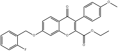 ethyl 7-[(2-fluorobenzyl)oxy]-3-(4-methoxyphenyl)-4-oxo-4H-chromene-2-carboxylate Struktur