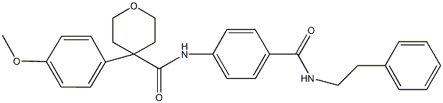 4-(4-methoxyphenyl)-N-(4-{[(2-phenylethyl)amino]carbonyl}phenyl)tetrahydro-2H-pyran-4-carboxamide Struktur