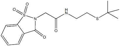 N-[2-(tert-butylsulfanyl)ethyl]-2-(1,1-dioxido-3-oxo-1,2-benzisothiazol-2(3H)-yl)acetamide Struktur