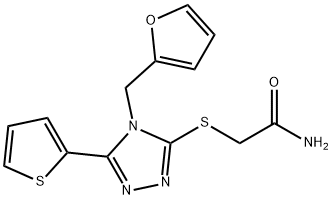 2-{[4-(2-furylmethyl)-5-(2-thienyl)-4H-1,2,4-triazol-3-yl]sulfanyl}acetamide Struktur