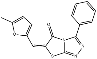 6-[(5-methyl-2-furyl)methylene]-3-phenyl[1,3]thiazolo[2,3-c][1,2,4]triazol-5(6H)-one Struktur