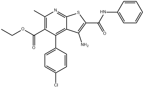 ethyl 3-amino-2-(anilinocarbonyl)-4-(4-chlorophenyl)-6-methylthieno[2,3-b]pyridine-5-carboxylate Struktur