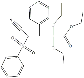 ethyl 4-cyano-2,2-diethoxy-3-phenyl-4-(phenylsulfonyl)butanoate Struktur