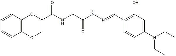 N-(2-{2-[4-(diethylamino)-2-hydroxybenzylidene]hydrazino}-2-oxoethyl)-2,3-dihydro-1,4-benzodioxine-2-carboxamide Struktur