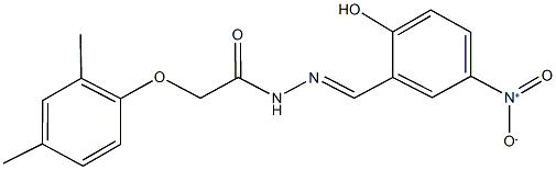 2-(2,4-dimethylphenoxy)-N'-{2-hydroxy-5-nitrobenzylidene}acetohydrazide Struktur