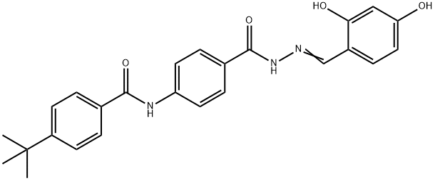 4-tert-butyl-N-(4-{[2-(2,4-dihydroxybenzylidene)hydrazino]carbonyl}phenyl)benzamide Struktur