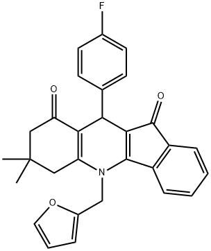 10-(4-fluorophenyl)-5-(2-furylmethyl)-7,7-dimethyl-6,7,8,10-tetrahydro-5H-indeno[1,2-b]quinoline-9,11-dione Struktur