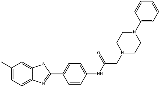 N-[4-(6-methyl-1,3-benzothiazol-2-yl)phenyl]-2-(4-phenyl-1-piperazinyl)acetamide Struktur