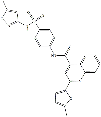 2-(5-methyl-2-furyl)-N-(4-{[(5-methyl-3-isoxazolyl)amino]sulfonyl}phenyl)-4-quinolinecarboxamide Struktur