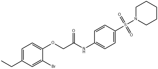 2-(2-bromo-4-ethylphenoxy)-N-[4-(1-piperidinylsulfonyl)phenyl]acetamide Struktur