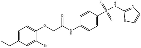 2-(2-bromo-4-ethylphenoxy)-N-{4-[(1,3-thiazol-2-ylamino)sulfonyl]phenyl}acetamide Struktur