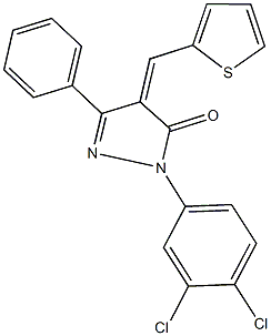 2-(3,4-dichlorophenyl)-5-phenyl-4-(2-thienylmethylene)-2,4-dihydro-3H-pyrazol-3-one Struktur