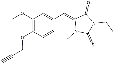 3-ethyl-5-[3-methoxy-4-(prop-2-ynyloxy)benzylidene]-1-methyl-2-thioxoimidazolidin-4-one Struktur