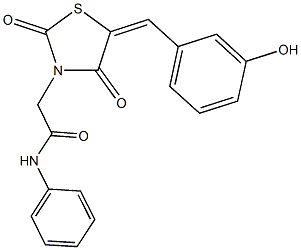 2-[5-(3-hydroxybenzylidene)-2,4-dioxo-1,3-thiazolidin-3-yl]-N-phenylacetamide Struktur