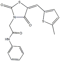 2-{5-[(5-methyl-2-thienyl)methylene]-2,4-dioxo-1,3-thiazolidin-3-yl}-N-phenylacetamide Struktur