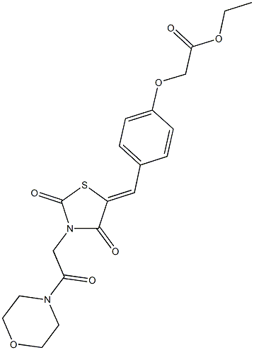 ethyl [4-({3-[2-(4-morpholinyl)-2-oxoethyl]-2,4-dioxo-1,3-thiazolidin-5-ylidene}methyl)phenoxy]acetate Struktur