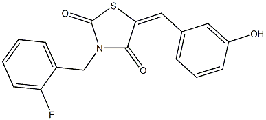 3-(2-fluorobenzyl)-5-(3-hydroxybenzylidene)-1,3-thiazolidine-2,4-dione Struktur