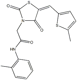 N-(2-methylphenyl)-2-{5-[(5-methyl-2-thienyl)methylene]-2,4-dioxo-1,3-thiazolidin-3-yl}acetamide Struktur