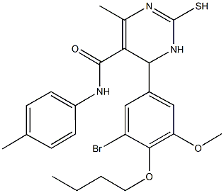 6-(3-bromo-4-butoxy-5-methoxyphenyl)-4-methyl-N-(4-methylphenyl)-2-sulfanyl-1,6-dihydropyrimidine-5-carboxamide Struktur