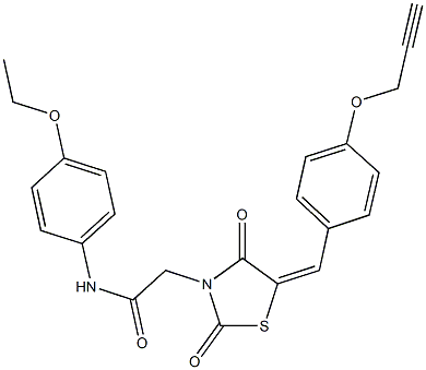 2-{2,4-dioxo-5-[4-(2-propynyloxy)benzylidene]-1,3-thiazolidin-3-yl}-N-(4-ethoxyphenyl)acetamide Struktur