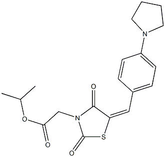 isopropyl {2,4-dioxo-5-[4-(1-pyrrolidinyl)benzylidene]-1,3-thiazolidin-3-yl}acetate Struktur