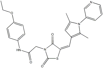 2-(5-{[2,5-dimethyl-1-(3-pyridinyl)-1H-pyrrol-3-yl]methylene}-2,4-dioxo-1,3-thiazolidin-3-yl)-N-(4-ethoxyphenyl)acetamide Struktur