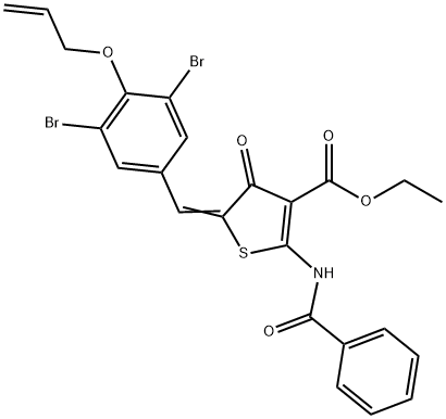 ethyl 5-[4-(allyloxy)-3,5-dibromobenzylidene]-2-(benzoylamino)-4-oxo-4,5-dihydro-3-thiophenecarboxylate Struktur