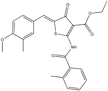 ethyl 5-(4-methoxy-3-methylbenzylidene)-2-[(2-methylbenzoyl)amino]-4-oxo-4,5-dihydro-3-thiophenecarboxylate Struktur