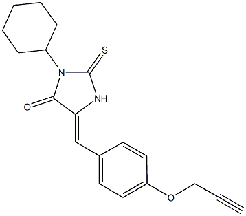 3-cyclohexyl-5-[4-(2-propynyloxy)benzylidene]-2-thioxo-4-imidazolidinone Struktur