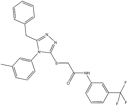 2-{[5-benzyl-4-(3-methylphenyl)-4H-1,2,4-triazol-3-yl]sulfanyl}-N-[3-(trifluoromethyl)phenyl]acetamide Struktur