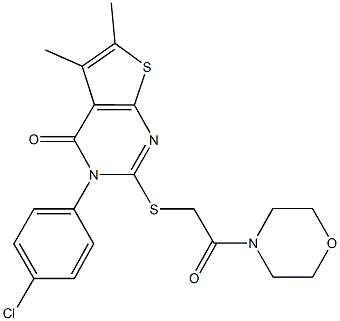 3-(4-chlorophenyl)-5,6-dimethyl-2-{[2-(4-morpholinyl)-2-oxoethyl]sulfanyl}thieno[2,3-d]pyrimidin-4(3H)-one Struktur