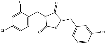 3-(2,4-dichlorobenzyl)-5-(3-hydroxybenzylidene)-1,3-thiazolidine-2,4-dione Struktur