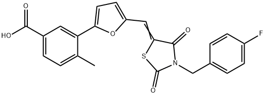 3-(5-{[3-(4-fluorobenzyl)-2,4-dioxo-1,3-thiazolidin-5-ylidene]methyl}-2-furyl)-4-methylbenzoic acid Struktur