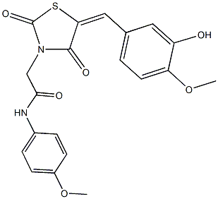 2-[5-(3-hydroxy-4-methoxybenzylidene)-2,4-dioxo-1,3-thiazolidin-3-yl]-N-(4-methoxyphenyl)acetamide Struktur