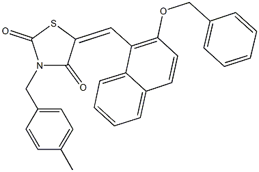 5-{[2-(benzyloxy)-1-naphthyl]methylene}-3-(4-methylbenzyl)-1,3-thiazolidine-2,4-dione Struktur