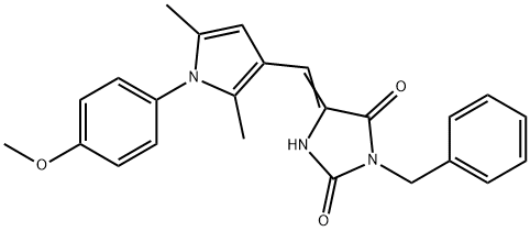 3-benzyl-5-{[1-(4-methoxyphenyl)-2,5-dimethyl-1H-pyrrol-3-yl]methylene}-2,4-imidazolidinedione Struktur