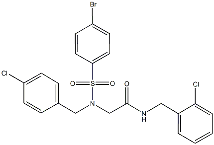 2-[[(4-bromophenyl)sulfonyl](4-chlorobenzyl)amino]-N-(2-chlorobenzyl)acetamide Struktur