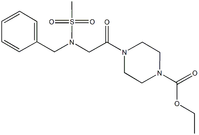 ethyl 4-{[benzyl(methylsulfonyl)amino]acetyl}-1-piperazinecarboxylate Struktur