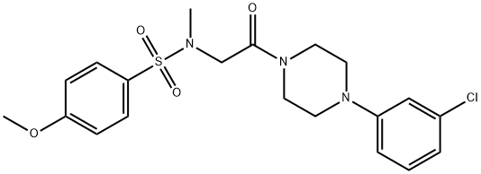 N-{2-[4-(3-chlorophenyl)-1-piperazinyl]-2-oxoethyl}-4-methoxy-N-methylbenzenesulfonamide Struktur