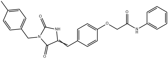 2-(4-{[1-(4-methylbenzyl)-2,5-dioxo-4-imidazolidinylidene]methyl}phenoxy)-N-phenylacetamide Struktur