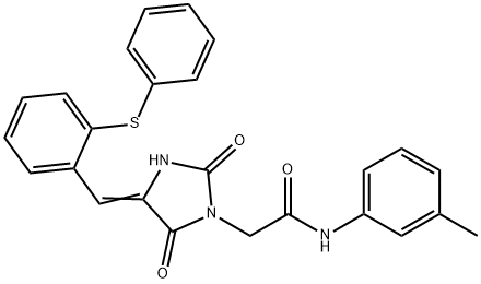 2-{2,5-dioxo-4-[2-(phenylsulfanyl)benzylidene]-1-imidazolidinyl}-N-(3-methylphenyl)acetamide Struktur