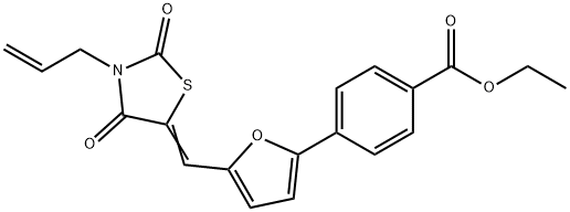 ethyl 4-{5-[(3-allyl-2,4-dioxo-1,3-thiazolidin-5-ylidene)methyl]-2-furyl}benzoate Struktur