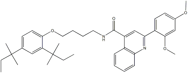 2-(2,4-dimethoxyphenyl)-N-[4-(2,4-ditert-pentylphenoxy)butyl]-4-quinolinecarboxamide Struktur