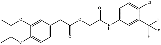 2-[4-chloro-3-(trifluoromethyl)anilino]-2-oxoethyl (3,4-diethoxyphenyl)acetate Struktur