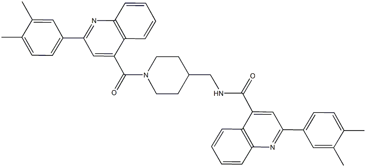 2-(3,4-dimethylphenyl)-N-[(1-{[2-(3,4-dimethylphenyl)-4-quinolinyl]carbonyl}-4-piperidinyl)methyl]-4-quinolinecarboxamide Struktur