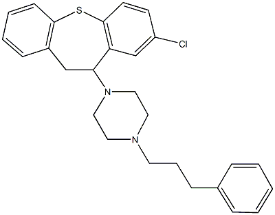 1-(8-chloro-10,11-dihydrodibenzo[b,f]thiepin-10-yl)-4-(3-phenylpropyl)piperazine Struktur