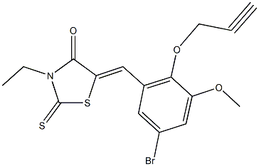 5-[5-bromo-3-methoxy-2-(2-propynyloxy)benzylidene]-3-ethyl-2-thioxo-1,3-thiazolidin-4-one Struktur